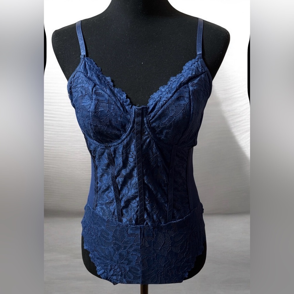 Navy Lace Longline Shapewear Cami